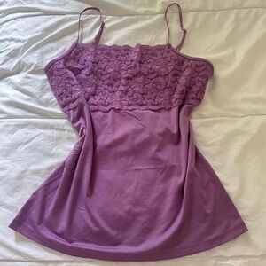Purple soft lace cami top w adjustable straps